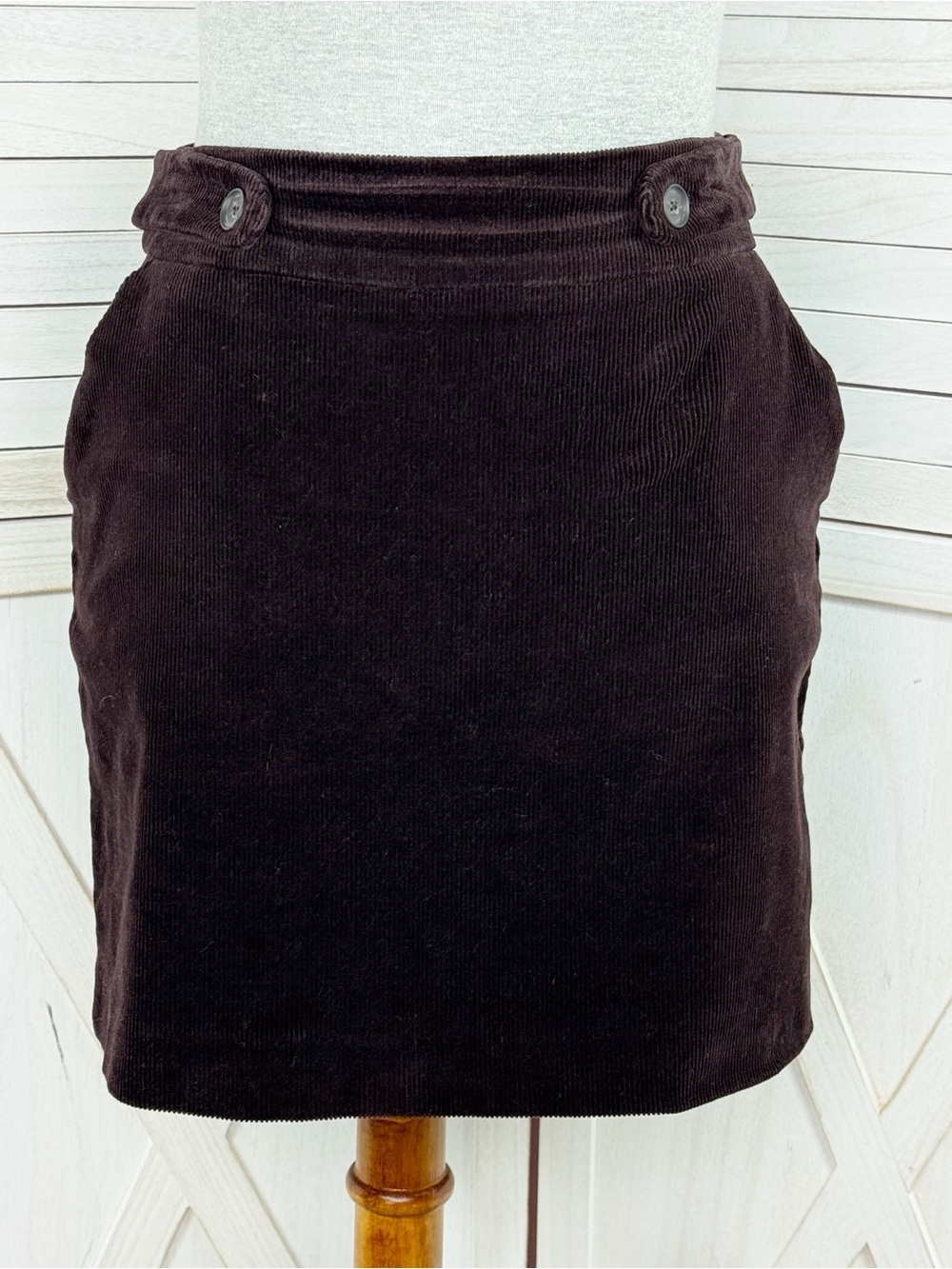 Banana Republic Corduroy Pencil Mini Skirt Chocolate Brown Size 6 Retro Preppy